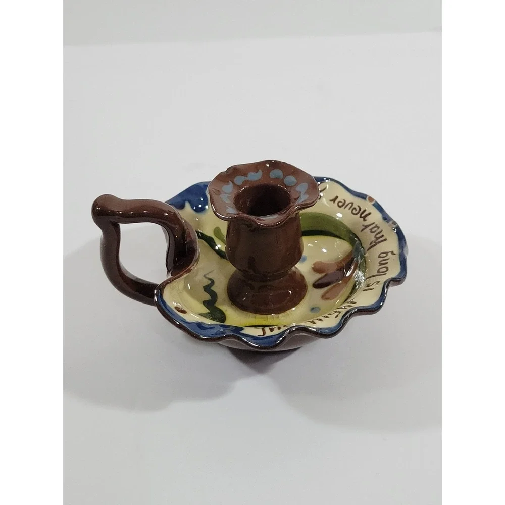 Watcombe Pottery Set Teapot Candle Holder Tray Motto Ware Torquay England